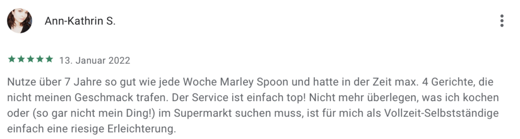 positve Bewertung Marley Spoon Play Store