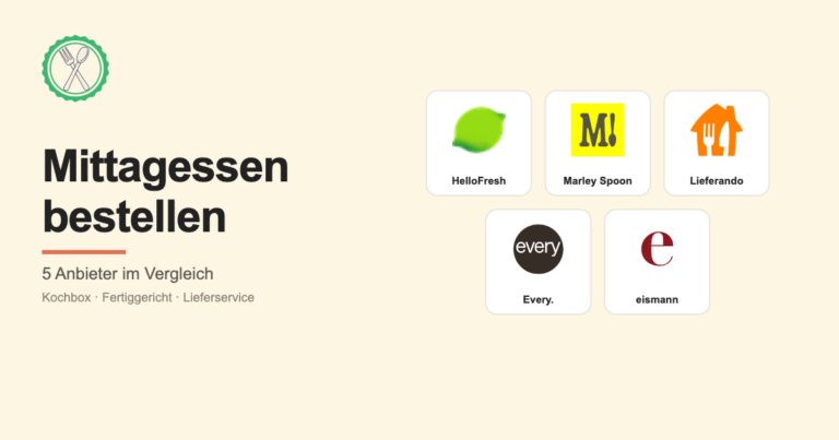 Mittagessen bestellen: 5 Anbieter im Vergleich - HelloFresh, Marley Spoon, Lieferando, Every., eismann