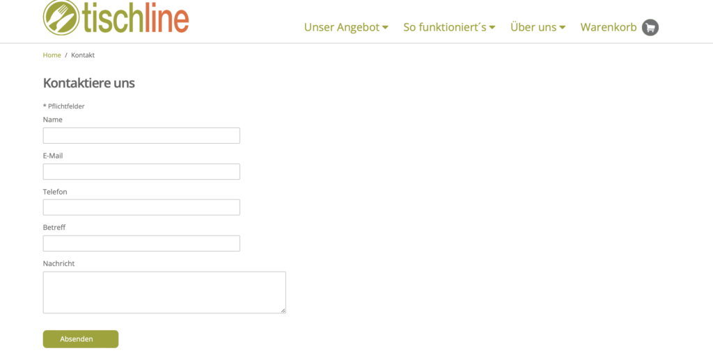 Tischline_Kontaktformular