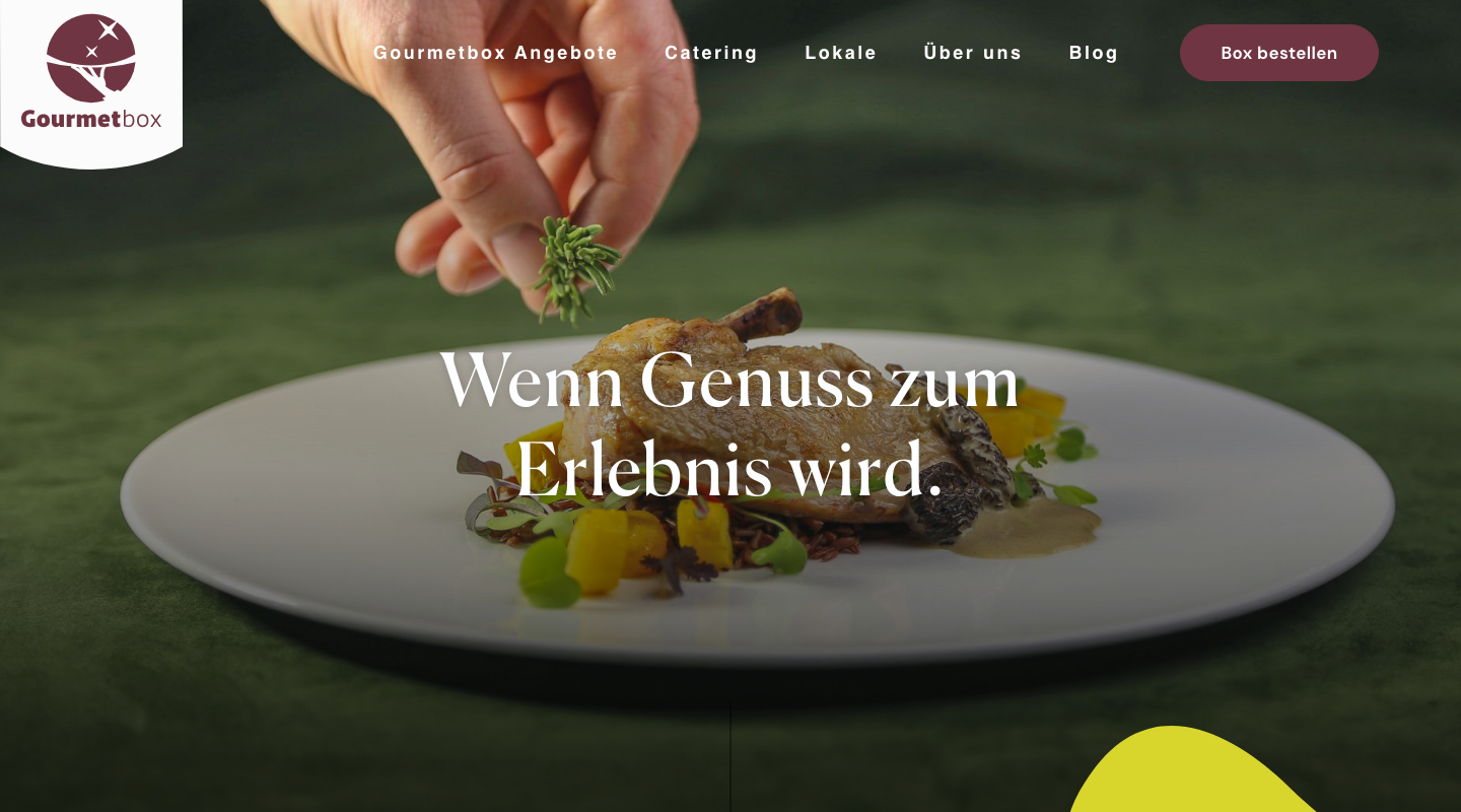 Startseite der Gourmetbox mit 4-Gänge-Menü