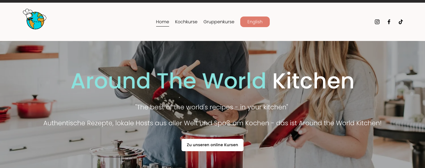 Around the World Kitchen Startseite mit internationalen Online-Kochkursen