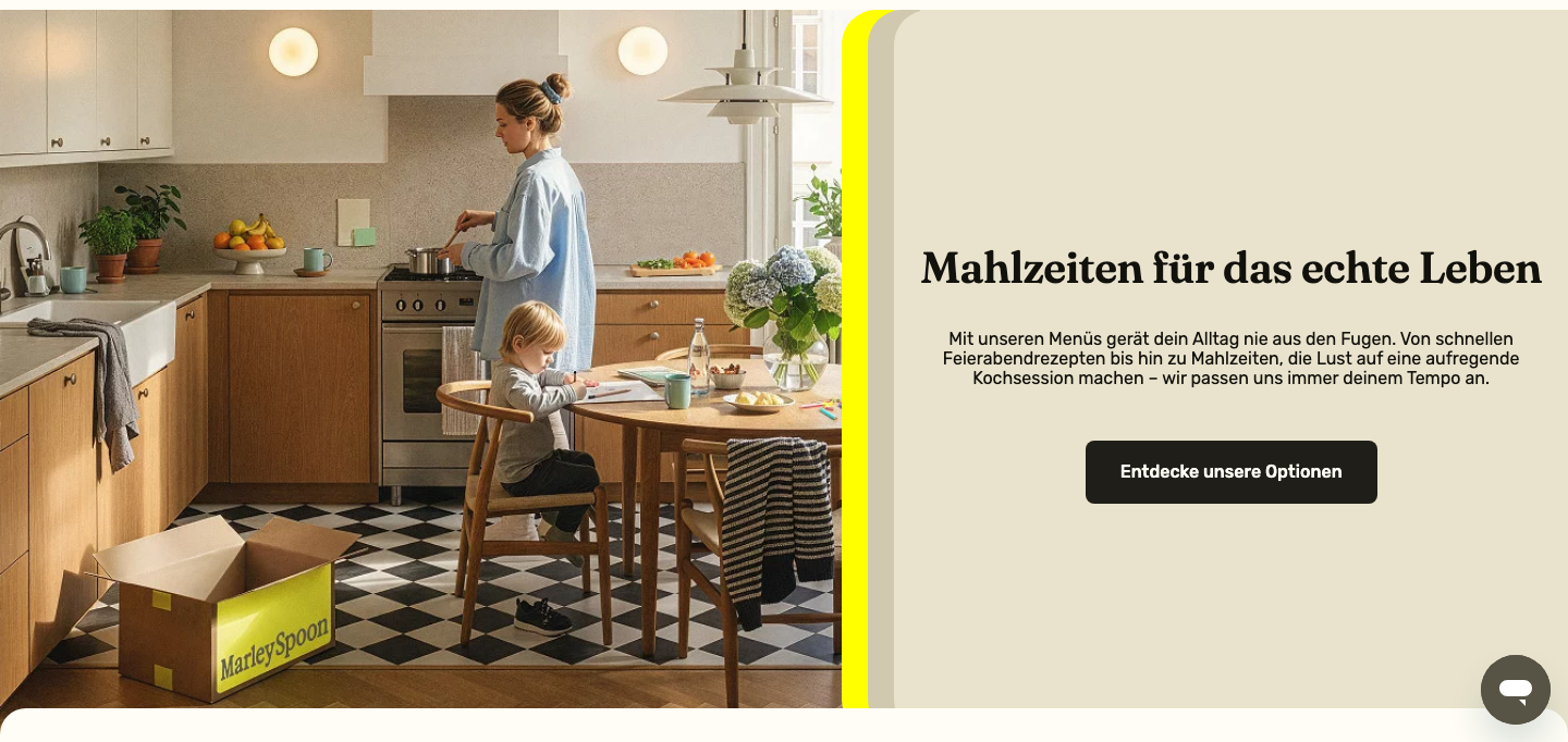 Startseite von Marley Spoon, einer every-Alternative mit getrennter veganer Linie