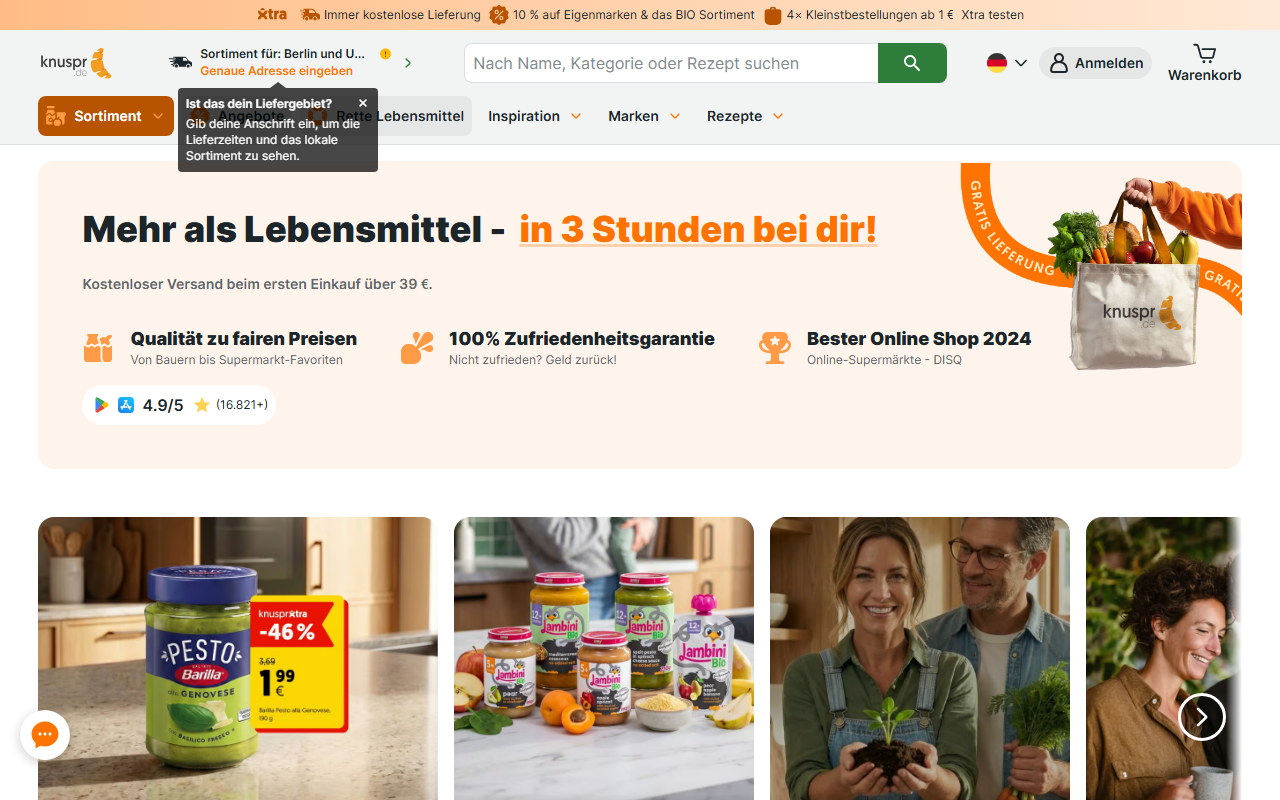 Knuspr Lieferservice – Lebensmittel in 3 Stunden geliefert