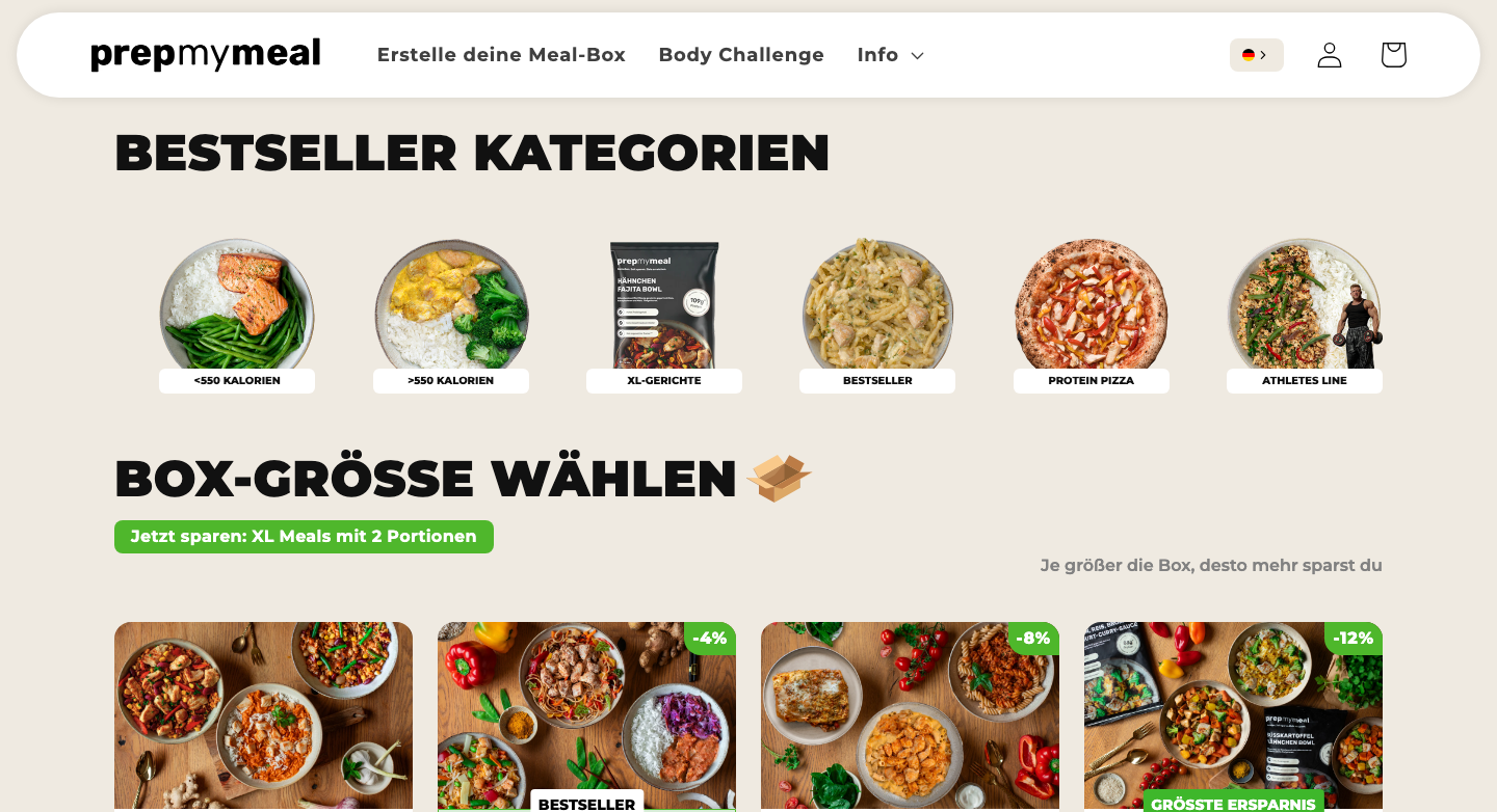Startseite von Prepmymeal, einer every-Alternative mit hohem Proteingehalt