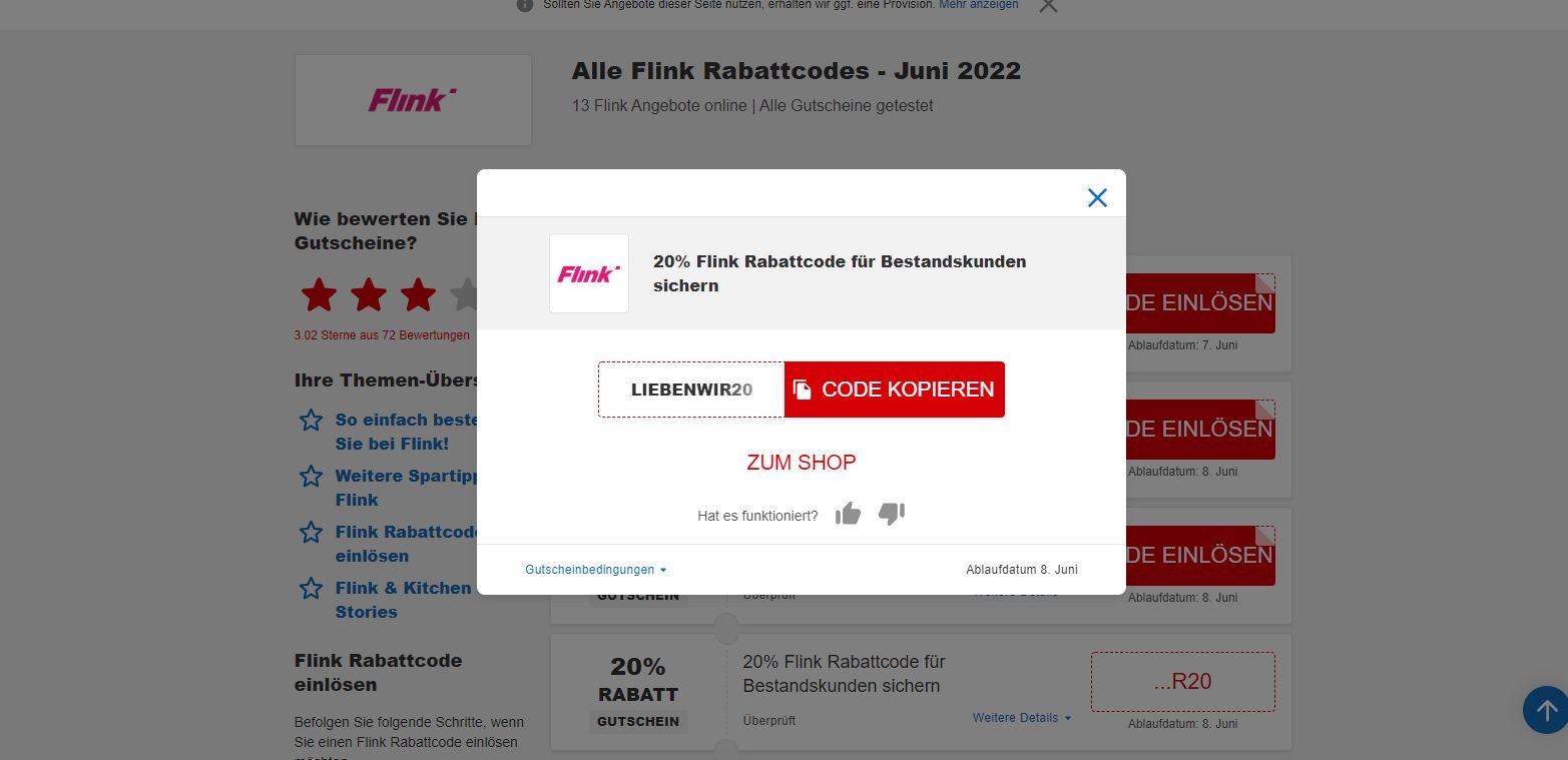 Flink Rabattcode Bestandskunden