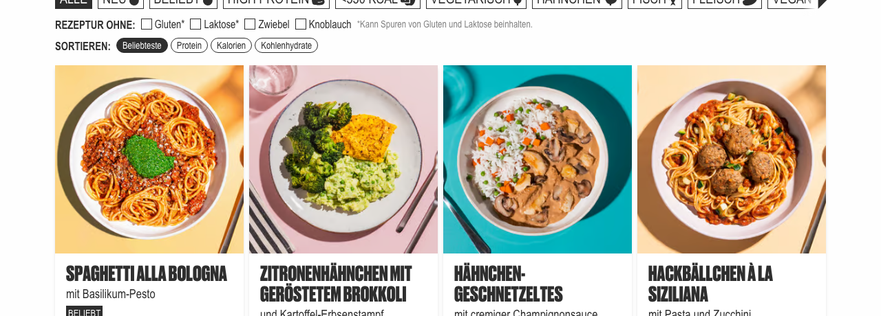 Juit Gerichteauswahl mit über 40 Gerichten zur Auswahl