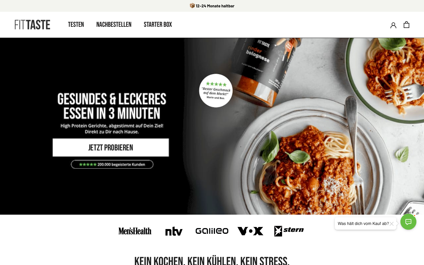Fittaste Homepage - Protein-Fertiggerichte im Glas