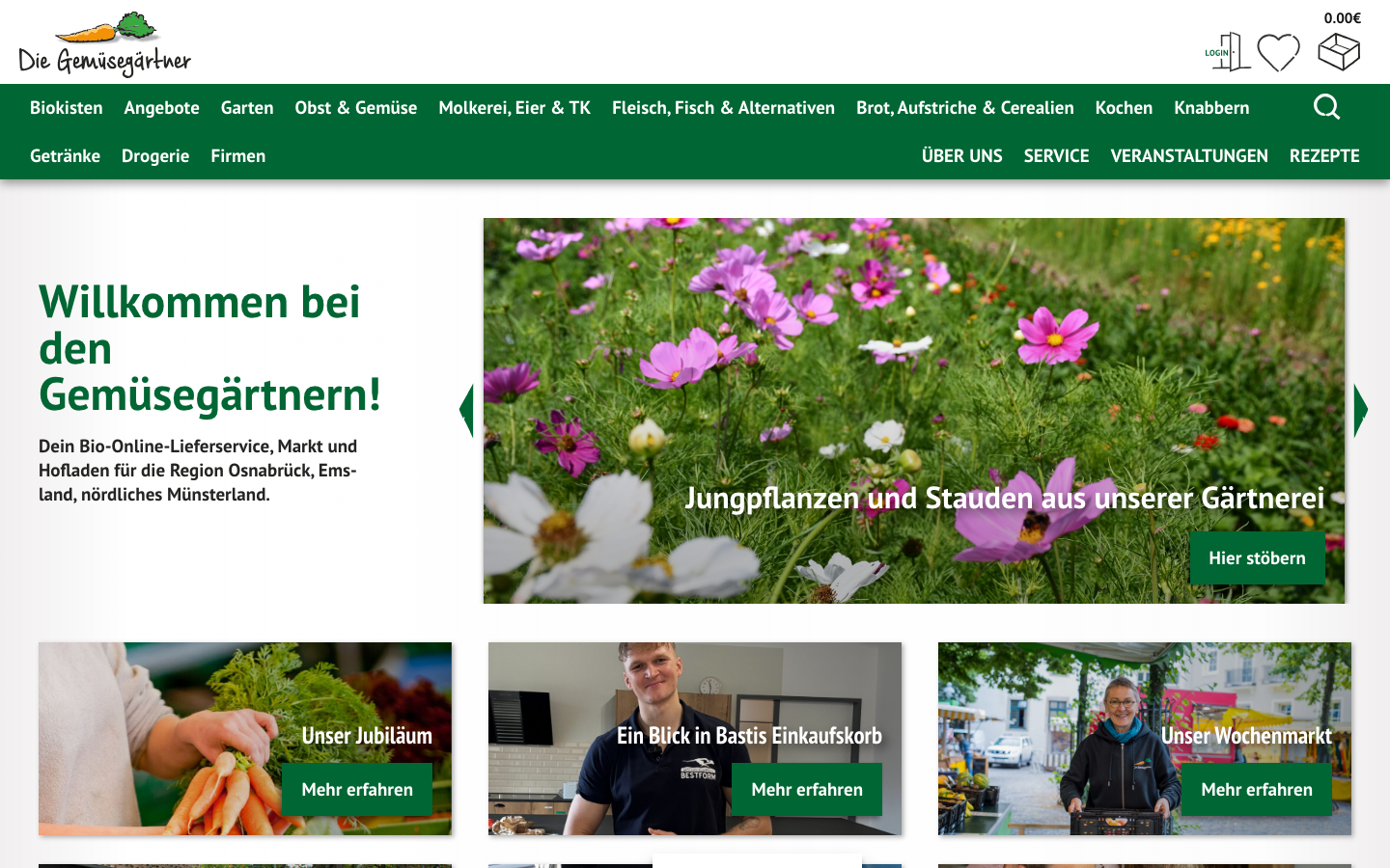 Die Gemüsegärtner Homepage – günstigste Bio-Kochbox ab 2,25 € pro Portion