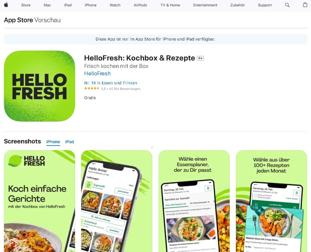 HelloFresh iOS App