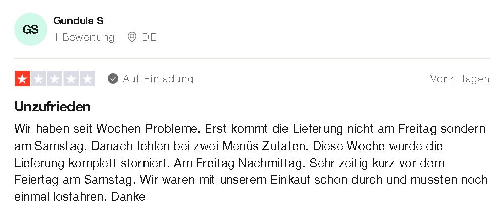 1-Sterne-Bewertung auf Trustpilot