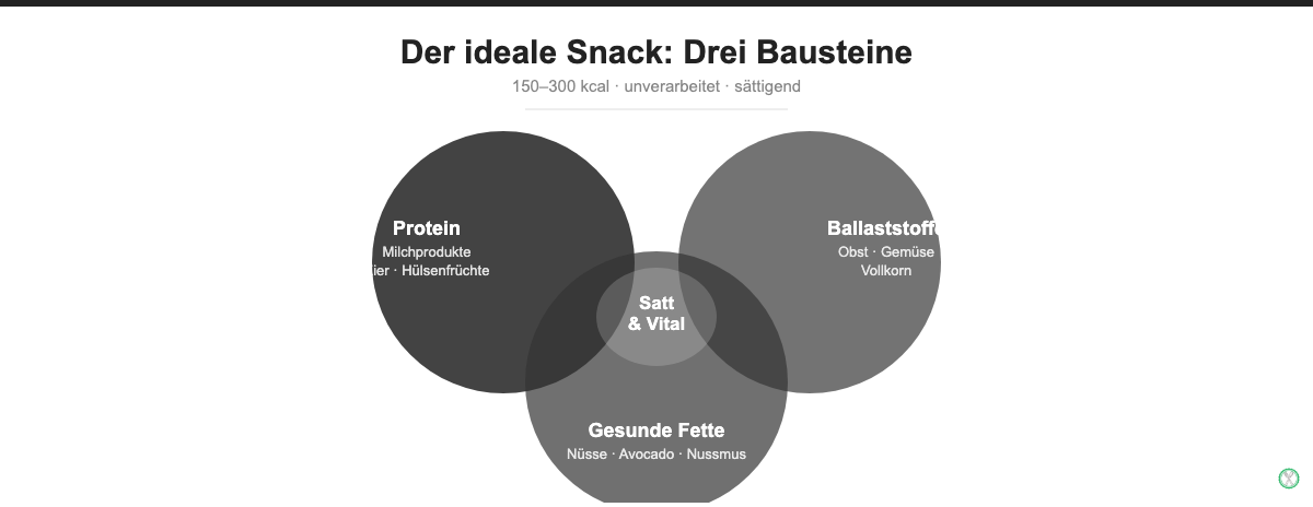 Infografik: Der ideale Snack besteht aus Protein, Ballaststoffen und gesunden Fetten