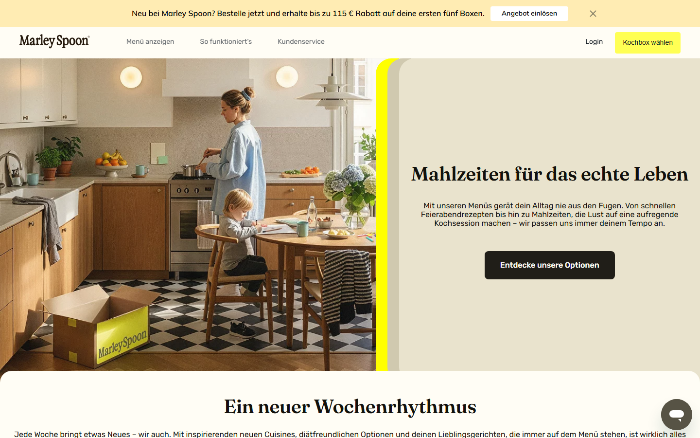 Marley Spoon Homepage - HelloFresh Alternative mit über 40 Rezepten pro Woche