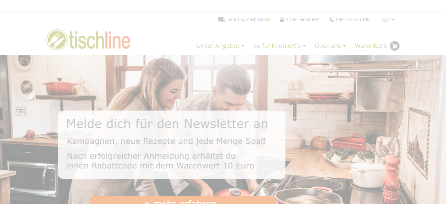 Tischline Homepage - Kochbox ohne Abo als HelloFresh Alternative