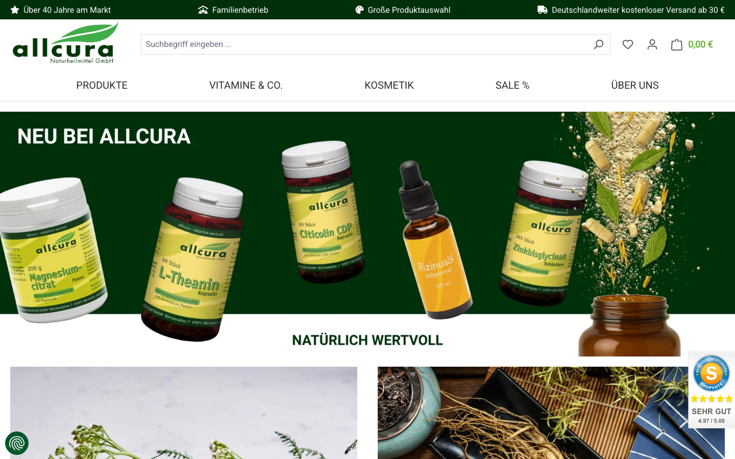 allcura Webseite Screenshot
