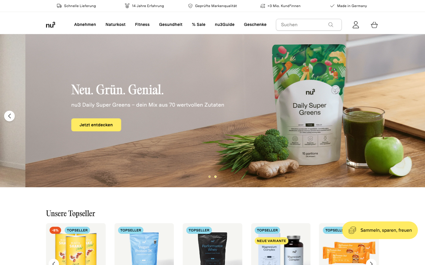 nu3 Webseite Screenshot