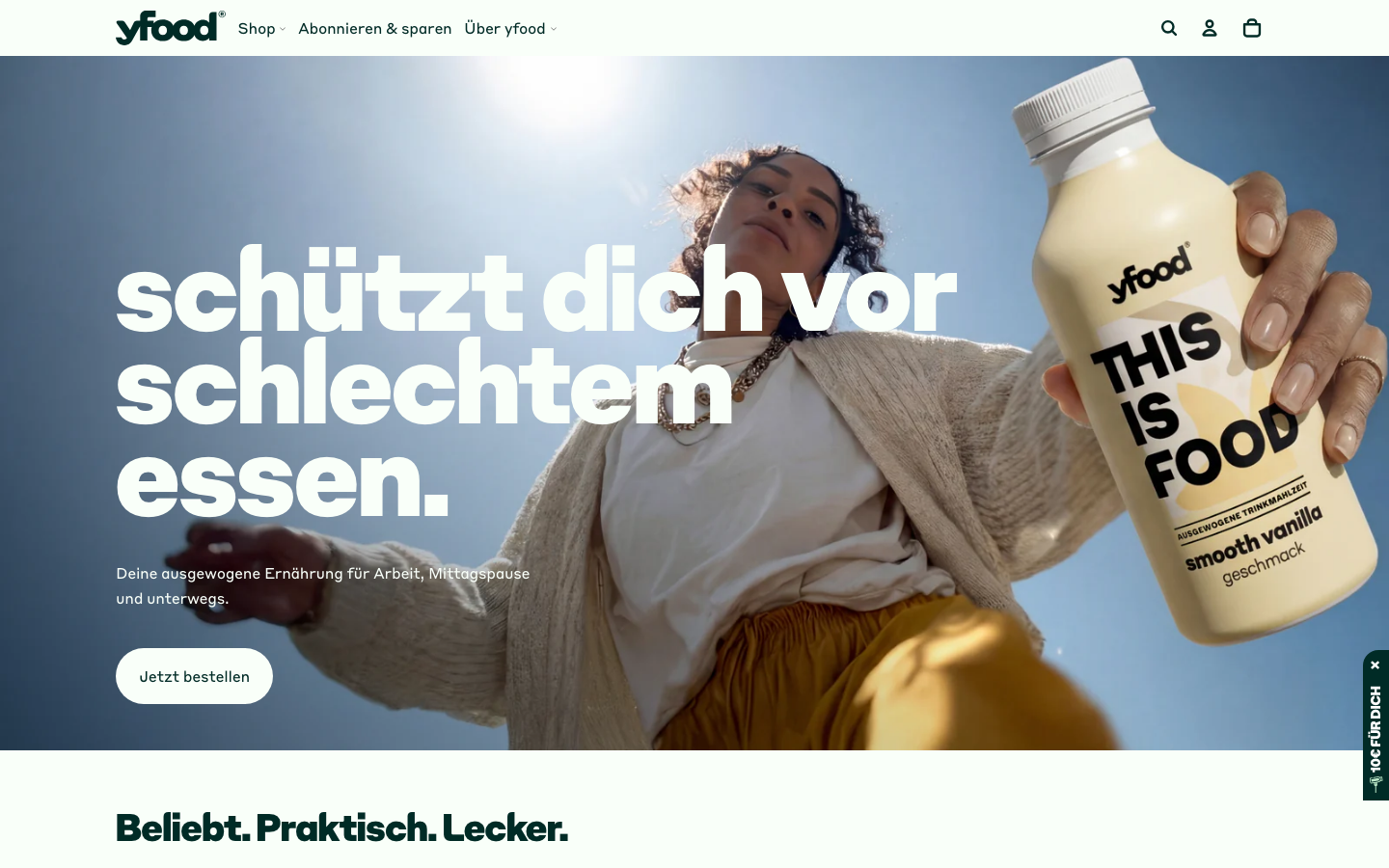yfood Startseite – Trinkmahlzeiten im Überblick