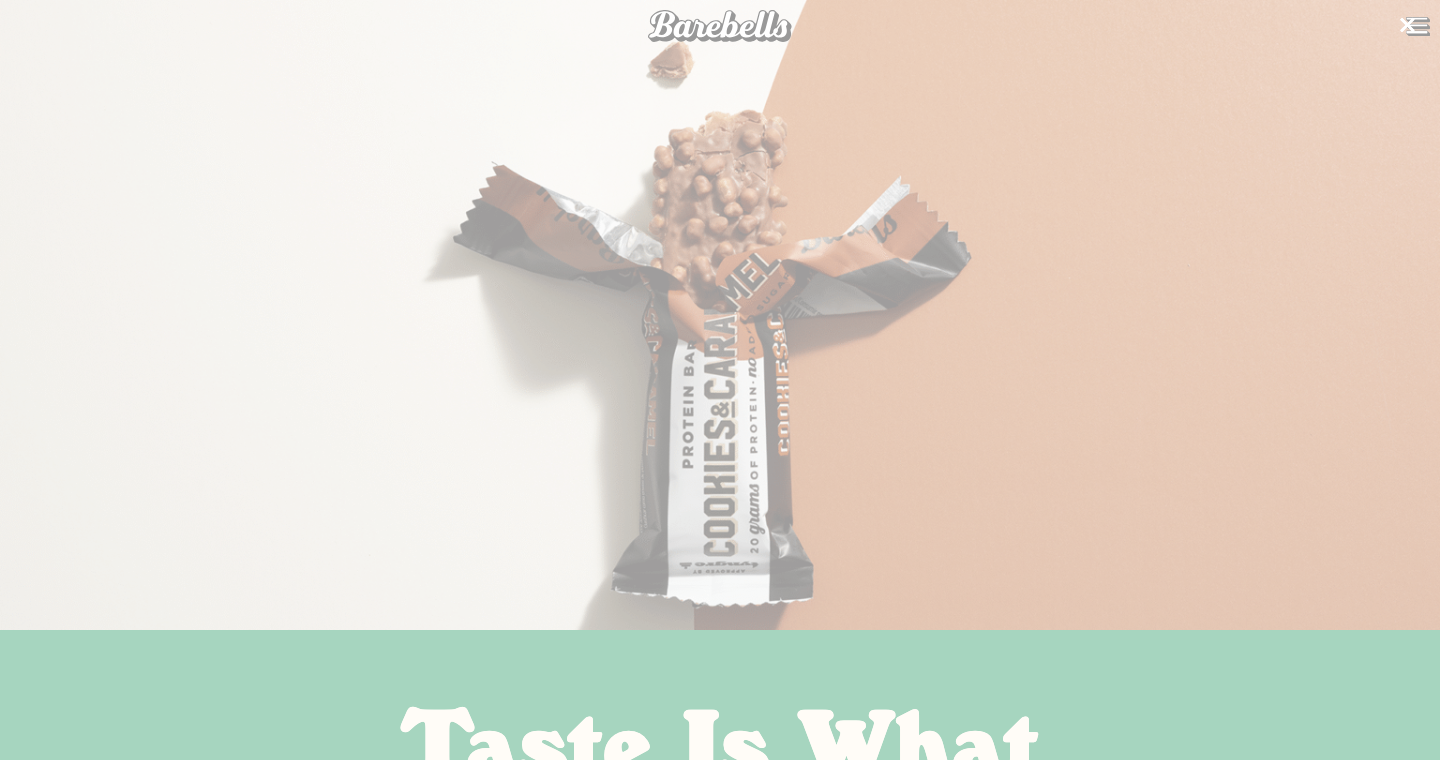 Barebells protein bar homepage hero