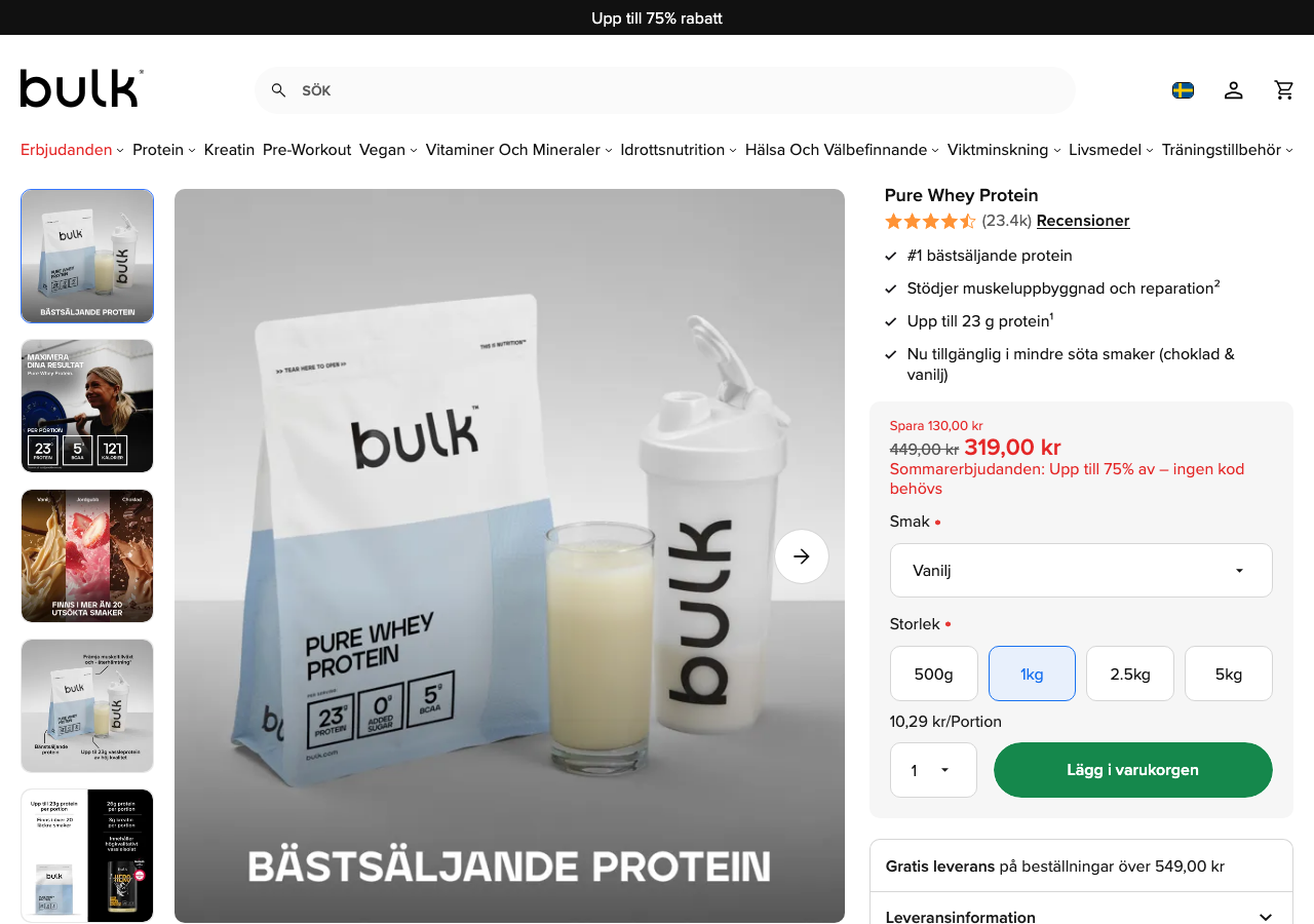 Bulk Pure Whey Protein proteinpulver