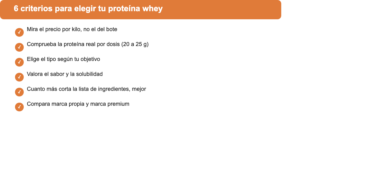 Seis criterios para elegir la mejor proteína whey