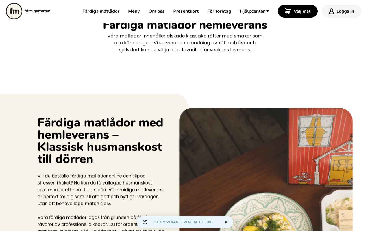 Färdiga Maten matlådor med klassisk husmanskost och hemleverans