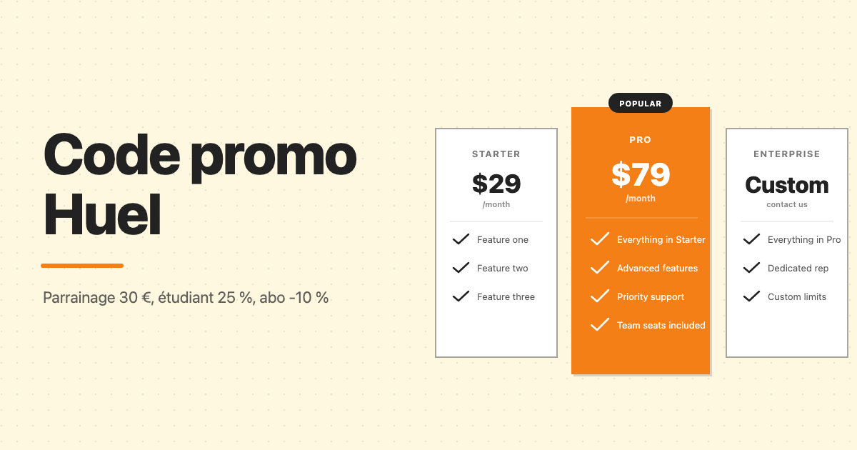 Code promo Huel - toutes les remises disponibles : parrainage 30 euros, étudiant 25%, abonnement -10%