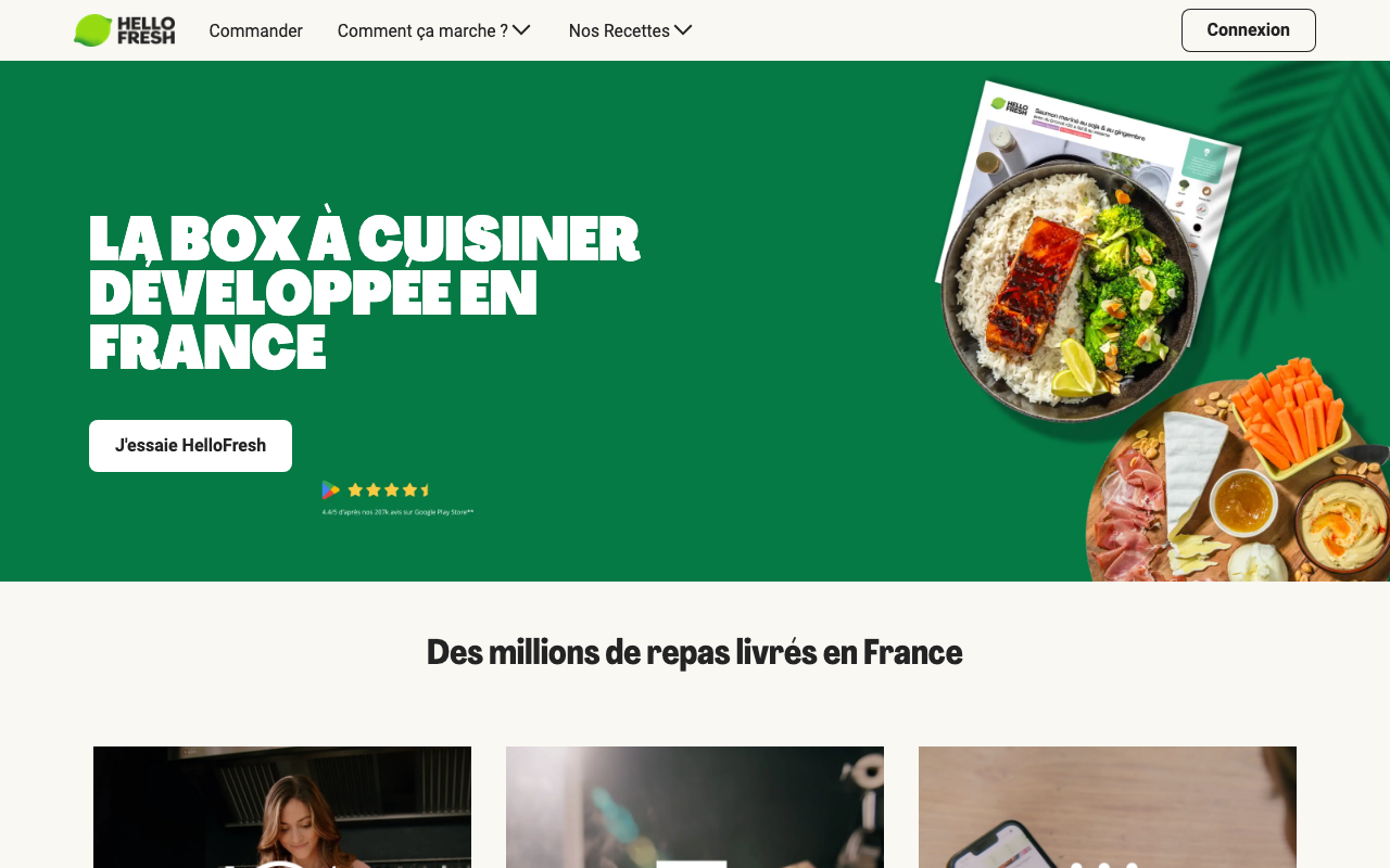 Site HelloFresh France - saisir un code promo dans le panier