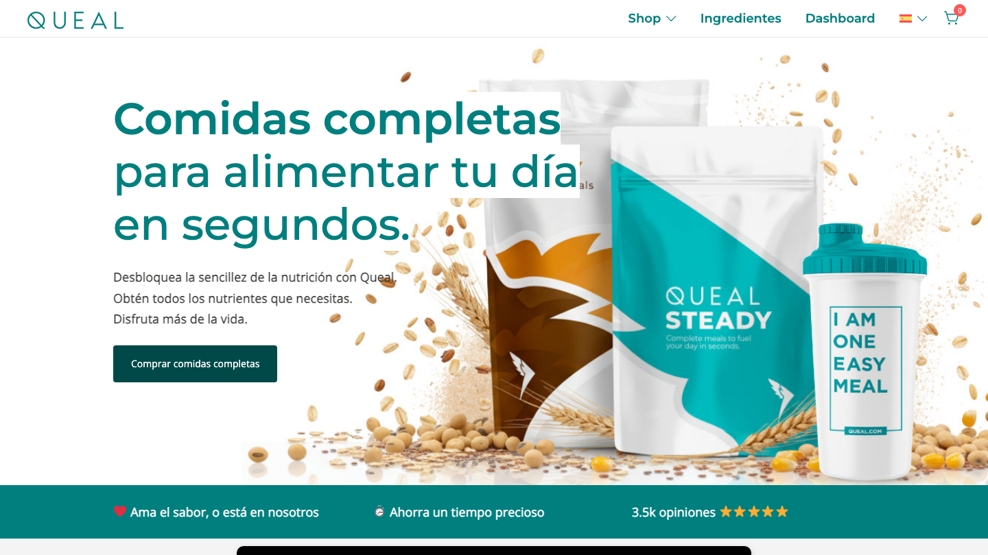 Página de inicio de Queal