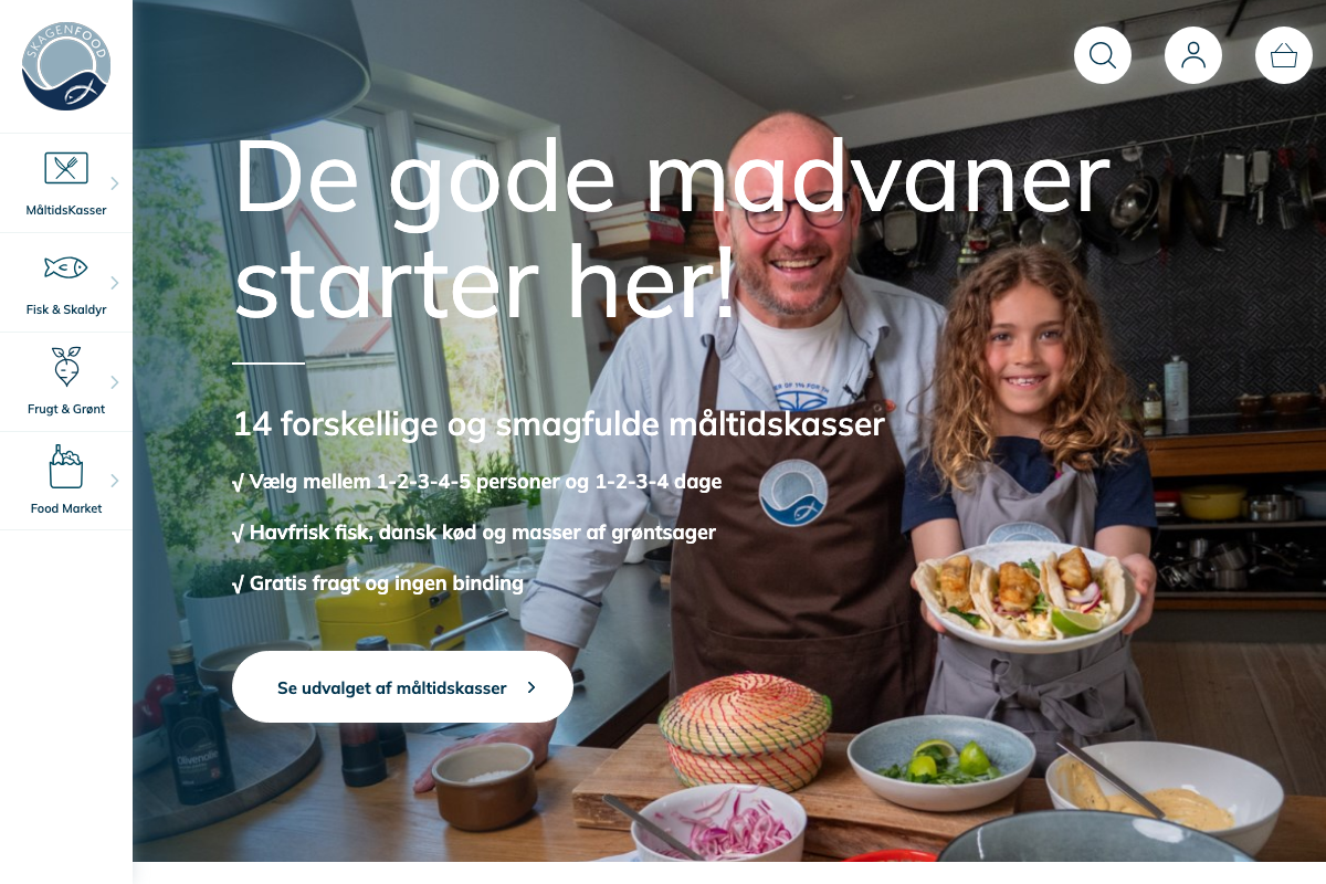 Skagenfood.dk hjemmeside – dansk måltidskasse-udbyder med fokus på frisk nordjysk fisk