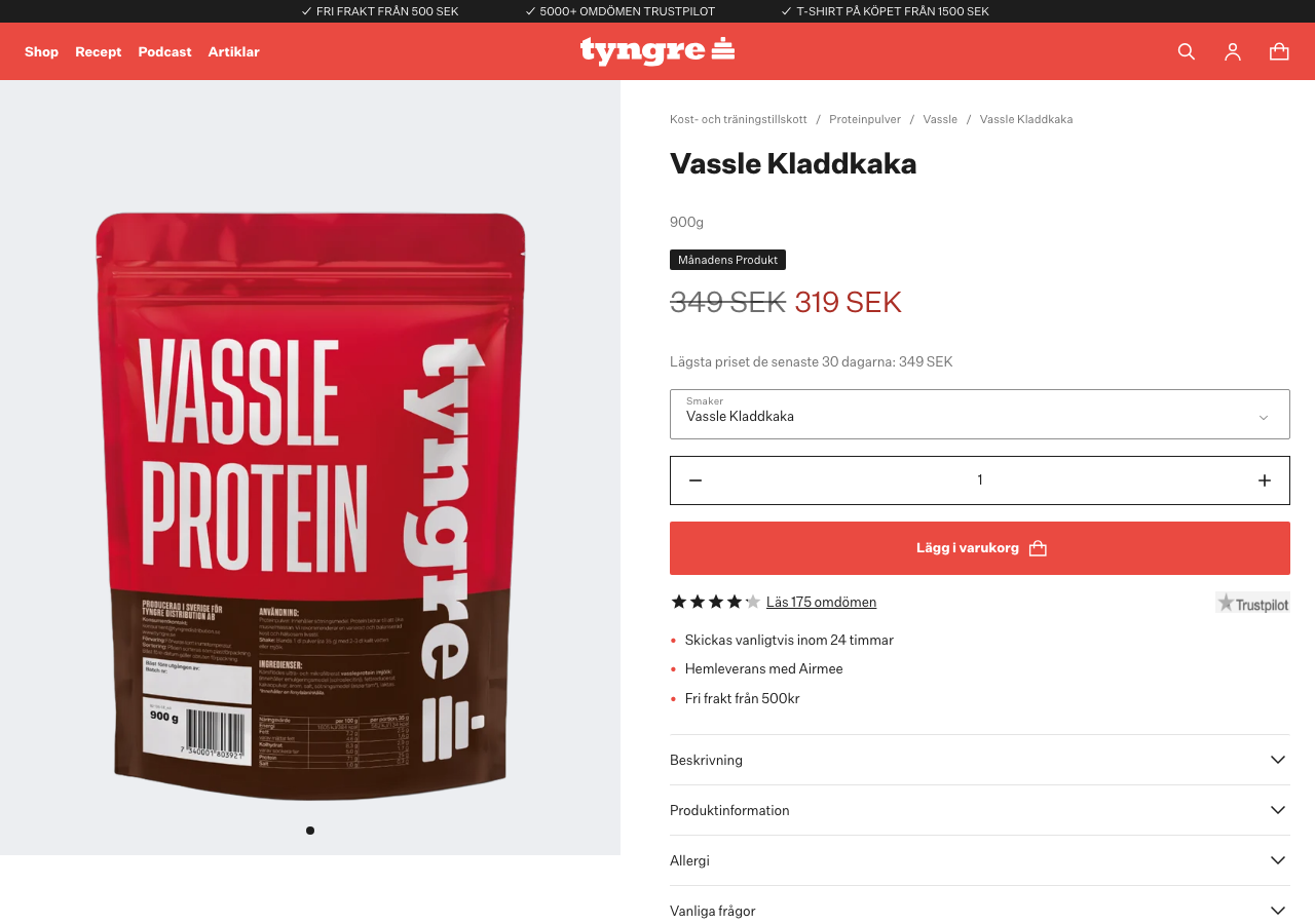 Tyngre Vassle Kladdkaka proteinpulver