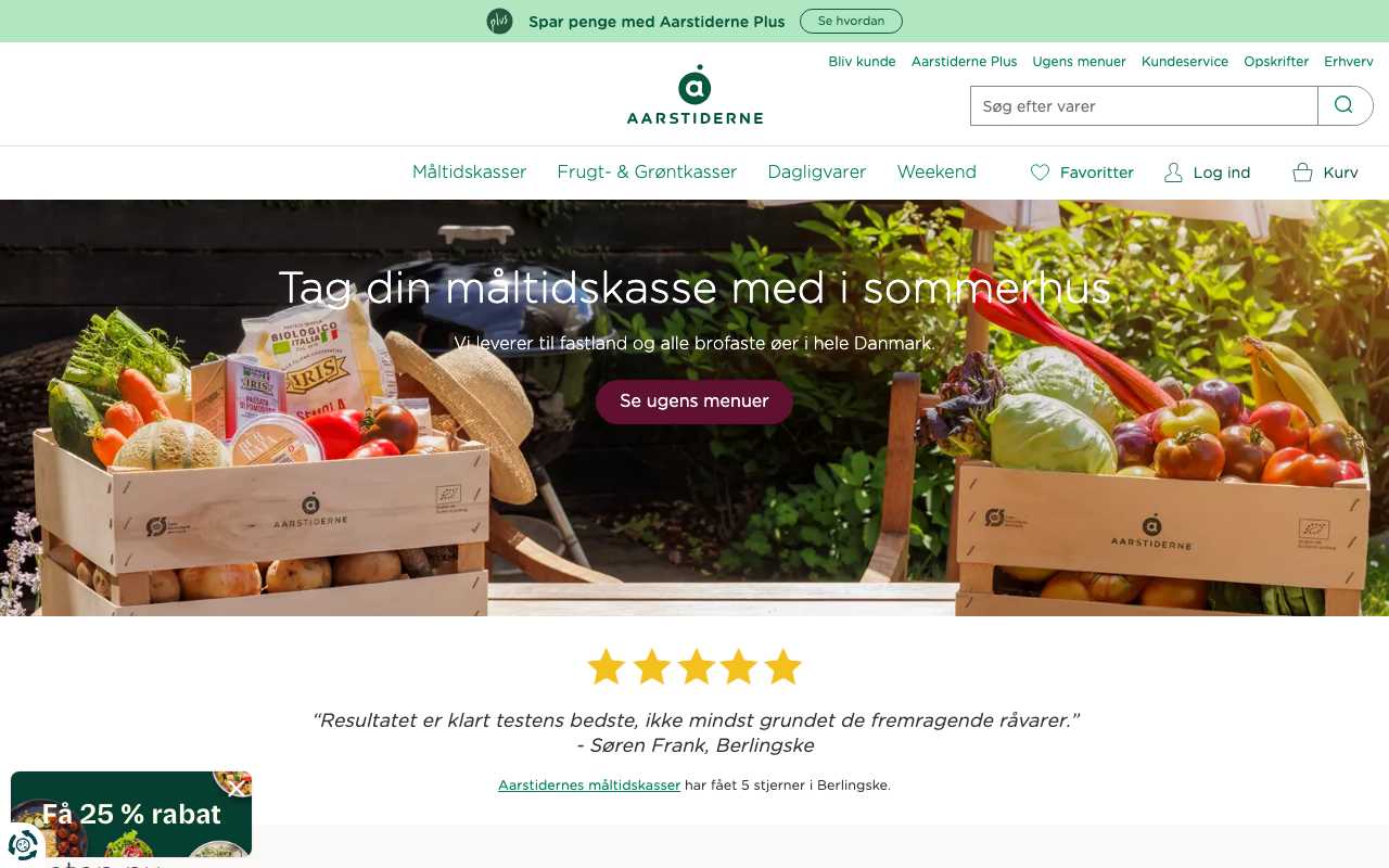 Screenshot af Aarstidernes hjemmeside – aarstiderne.com