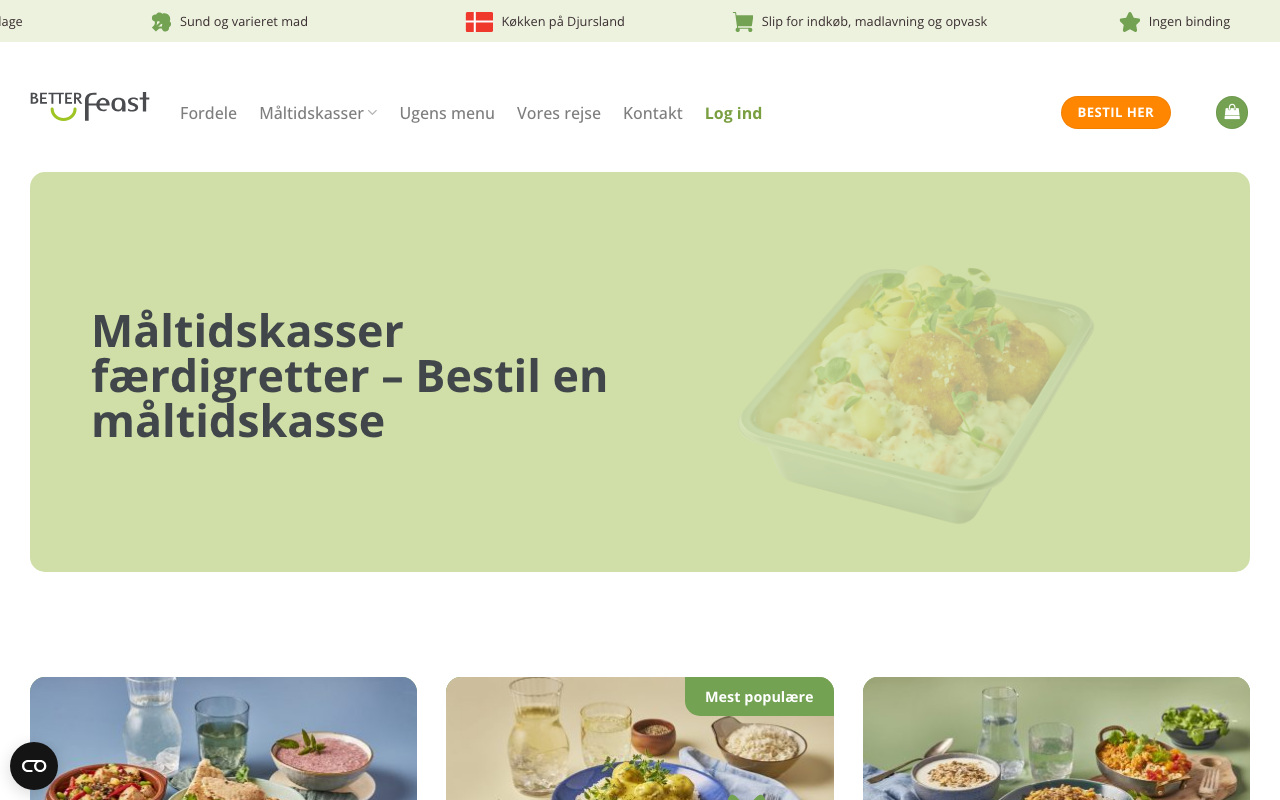 BetterFeast måltidskasser med færdigretter på betterfeast.dk