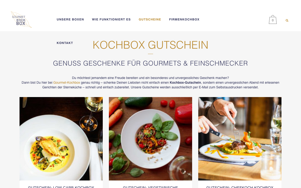 Gourmetkochbox Gutschein-Seite: Kochboxen für Gourmets und Feinschmecker verschenken
