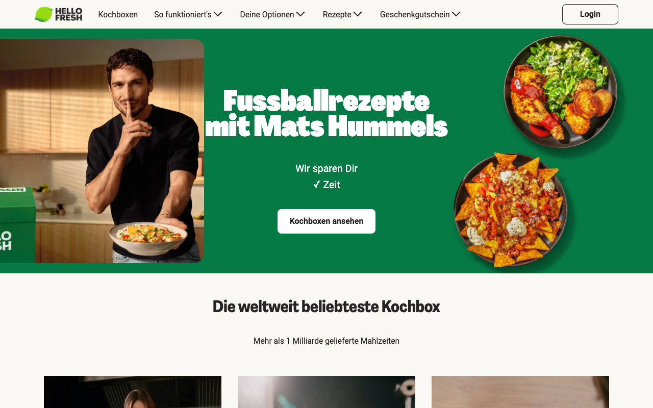 HelloFresh Website: Kochbox-Abo mit Gutschein verschenken
