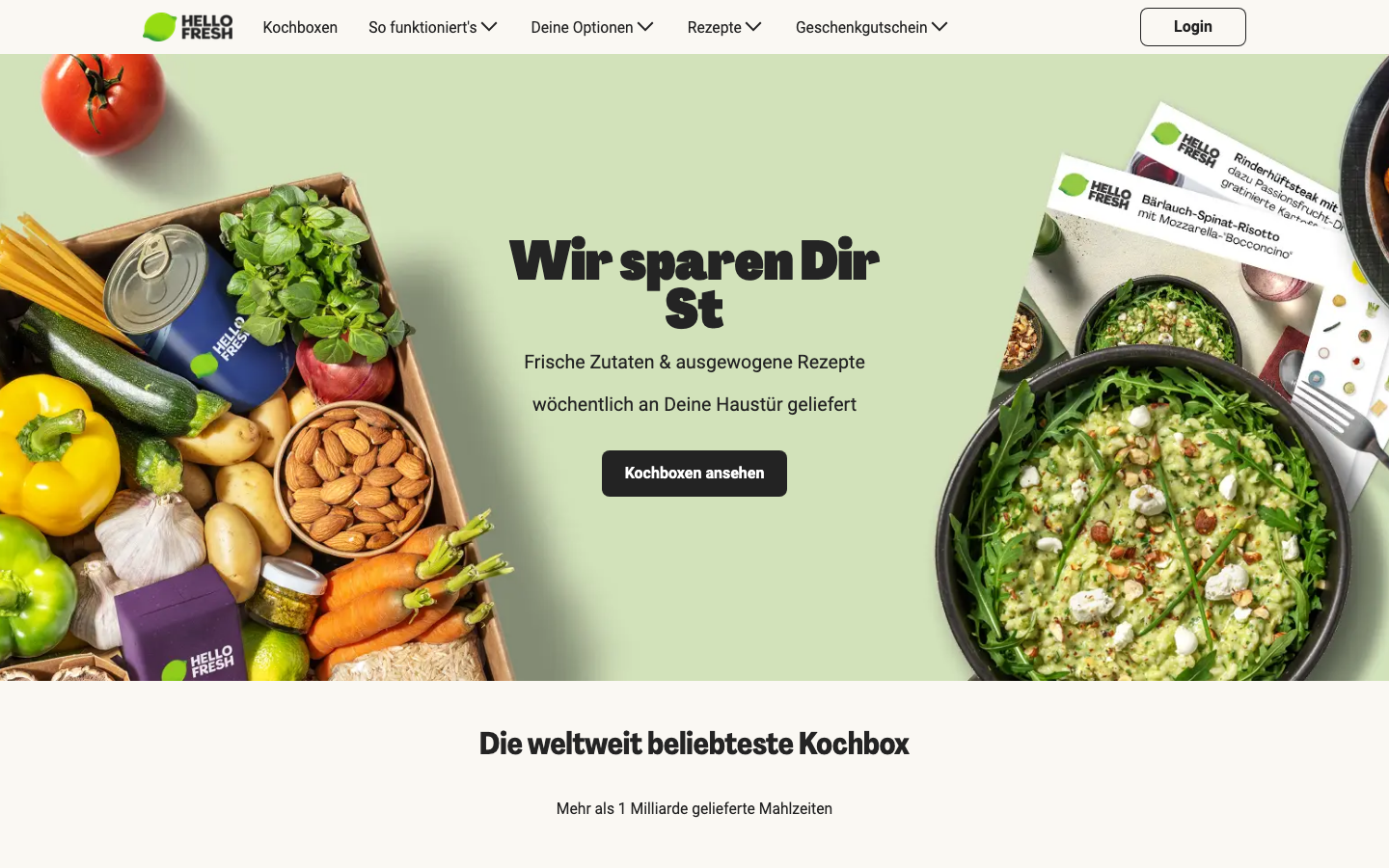 HelloFresh Kochbox Deutschland Homepage – Zutaten und Rezepte wöchentlich geliefert