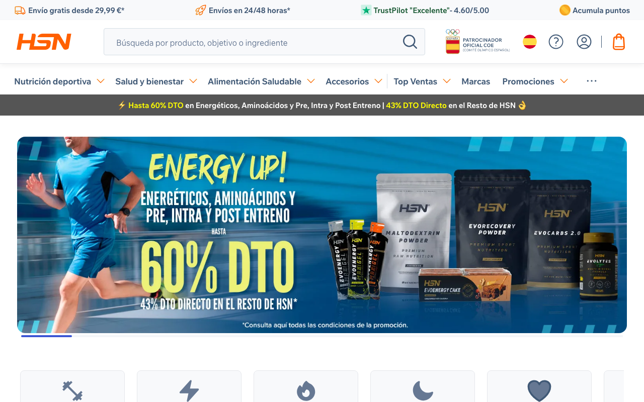 Página de HSN con proteína whey Evowhey