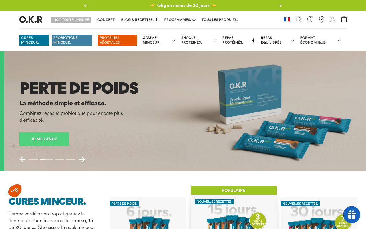 Page d'accueil okr.fr - l'ancienne marque Feed. rebaptisee O.K.R