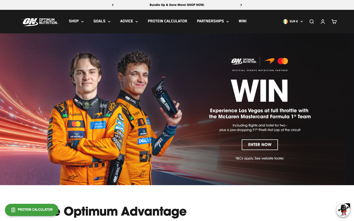 Optimum Nutrition Gold Standard whey protein homepage