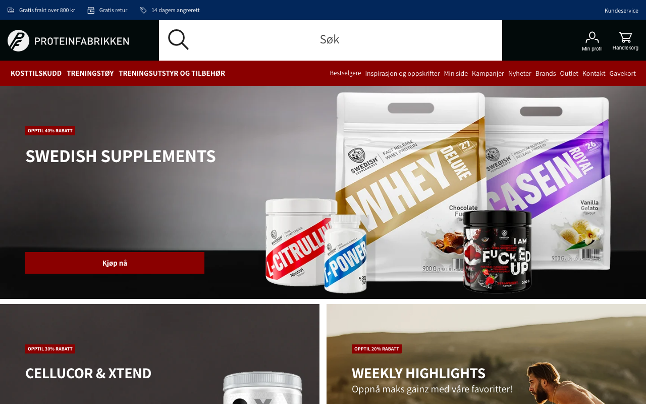 Proteinfabrikken 100% Whey proteinpulver