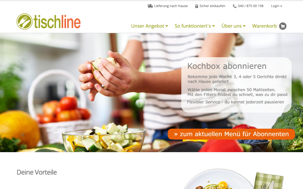 Tischline Homepage - Solide Kochbox mit günstigen Versandkosten
