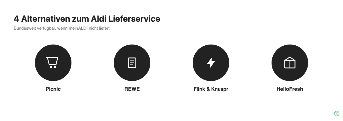 Vier Alternativen zum Aldi Lieferservice: Picnic, REWE Lieferservice, Flink und Knuspr, HelloFresh