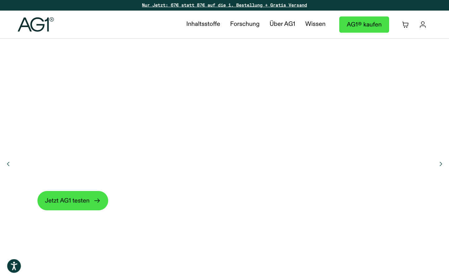 Screenshot der AG1 Startseite