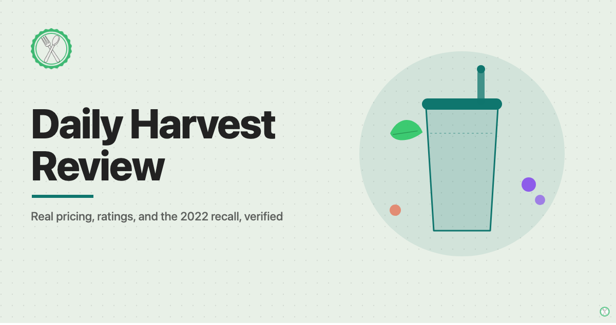 Daily Harvest Review illustration with a smoothie cup