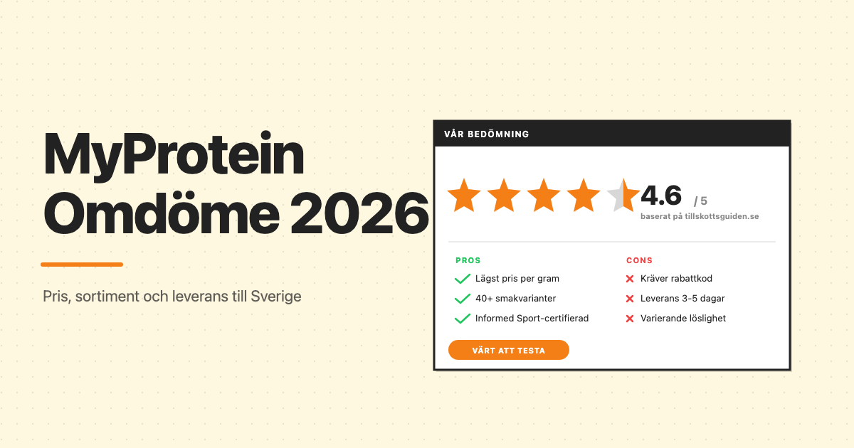 MyProtein omdöme 2026: betyg, pris och sortiment