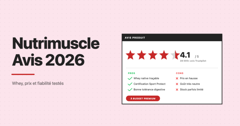 Nutrimuscle avis 2026, note 4.1 sur Trustpilot, avantages et inconvenients