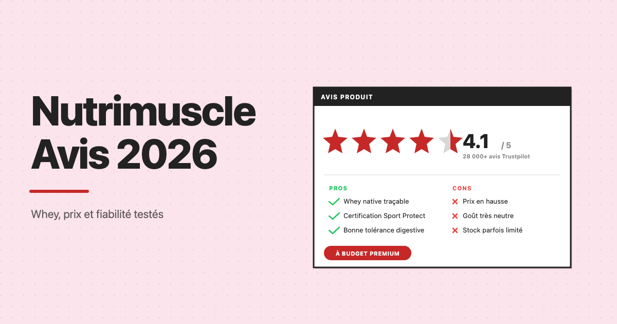 Nutrimuscle avis 2026, note 4.1 sur Trustpilot, avantages et inconvenients