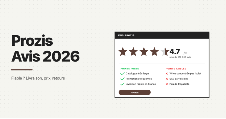 Prozis avis 2026, note Trustpilot 4,7 sur 5 base sur plus de 170 000 avis
