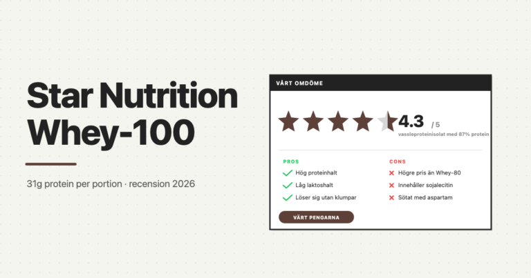 Star Nutrition Whey-100 omdöme: betyg 4,3 av 5, fördelar och nackdelar