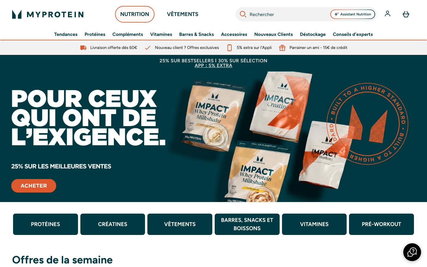 Page d accueil du site MyProtein France