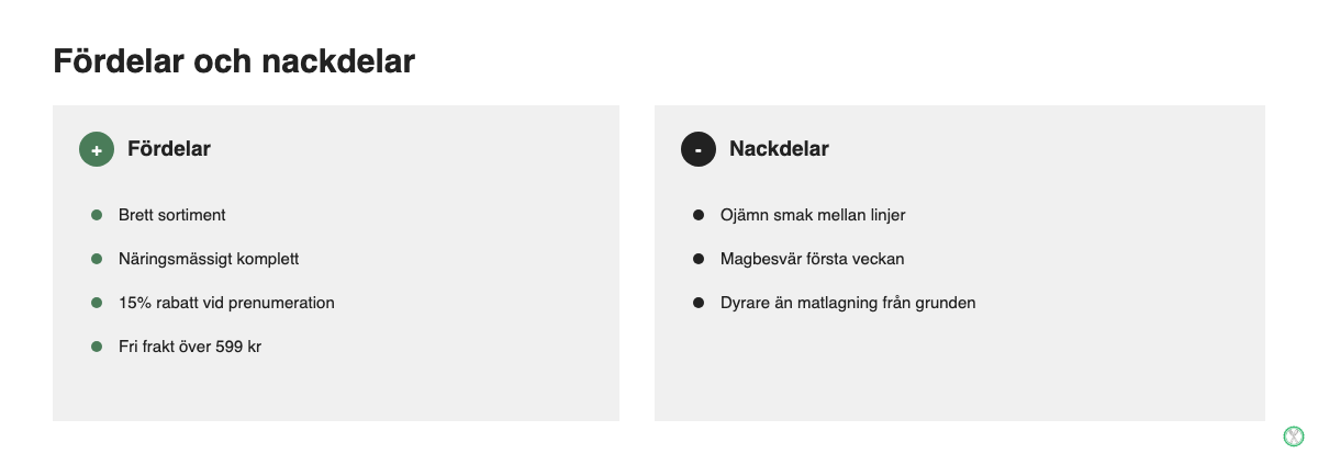 Fördelar och nackdelar med Huel i punktform