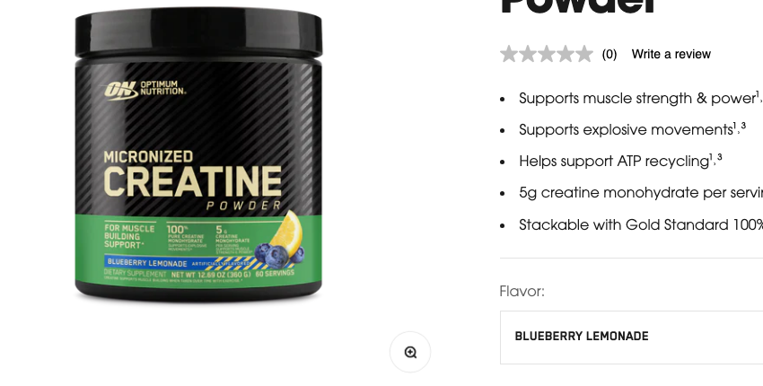 Página oficial del producto Optimum Nutrition Micronized Creatine Powder